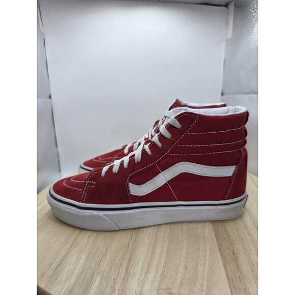 VANS Shoes Womens Sz 8 Old Skool Sk8 Hi Top 721356 Red White Skateboarding - Picture 1 of 7